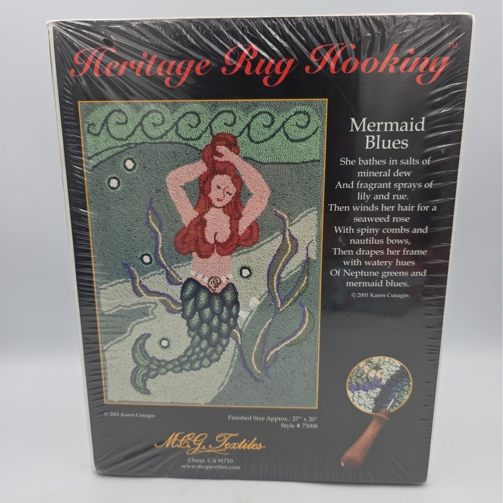 Heritage Rug Hooking 2001 Karen Cunagin Mermaid Blues MCG Textiles New